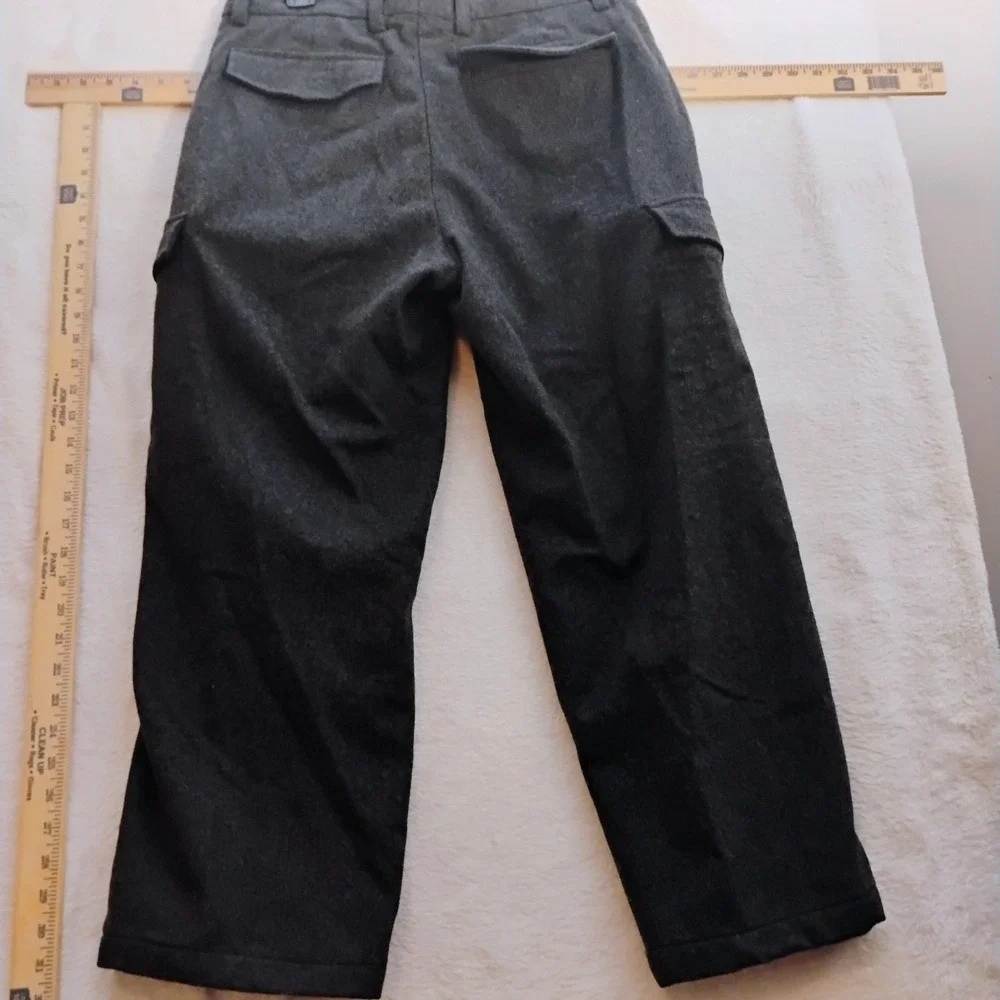Banana Republic Mens 33x25 Black Wool Blend Emerson Straight Cargo Chino Pants